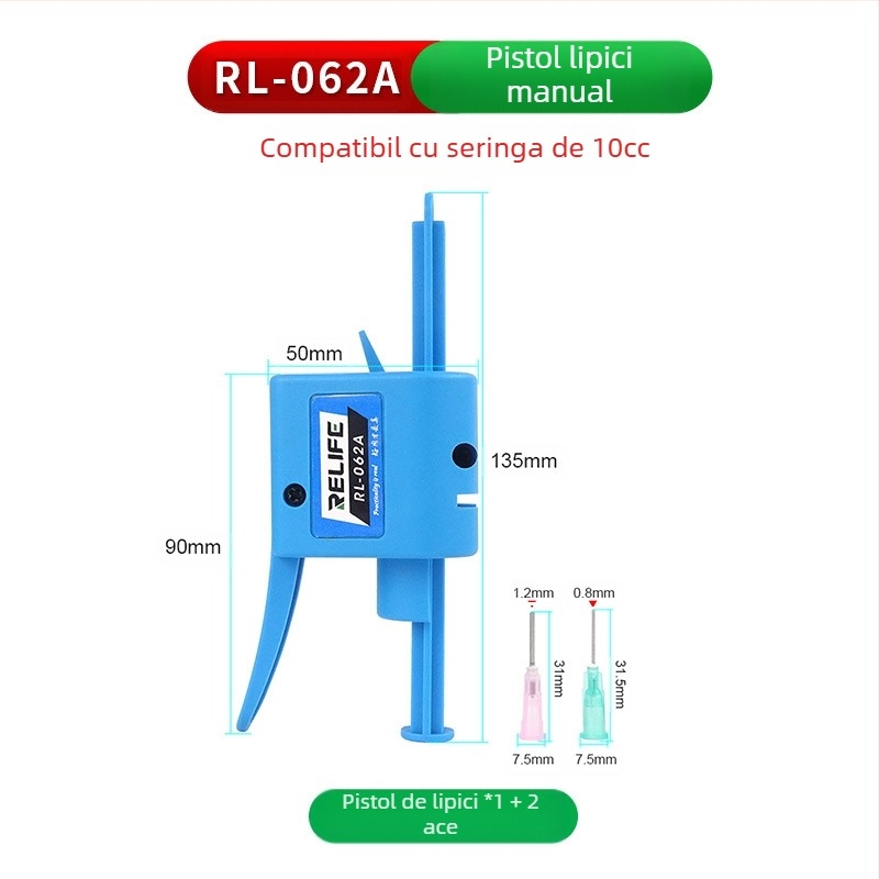 RL-062A Îmbunătățitor de seringă pentru pistol de lipit, tijă de împingere, capacitate 10cc/30cc