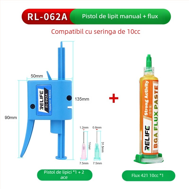RL-062A Îmbunătățitor de seringă pentru pistol de lipit, tijă de împingere, capacitate 10cc/30cc