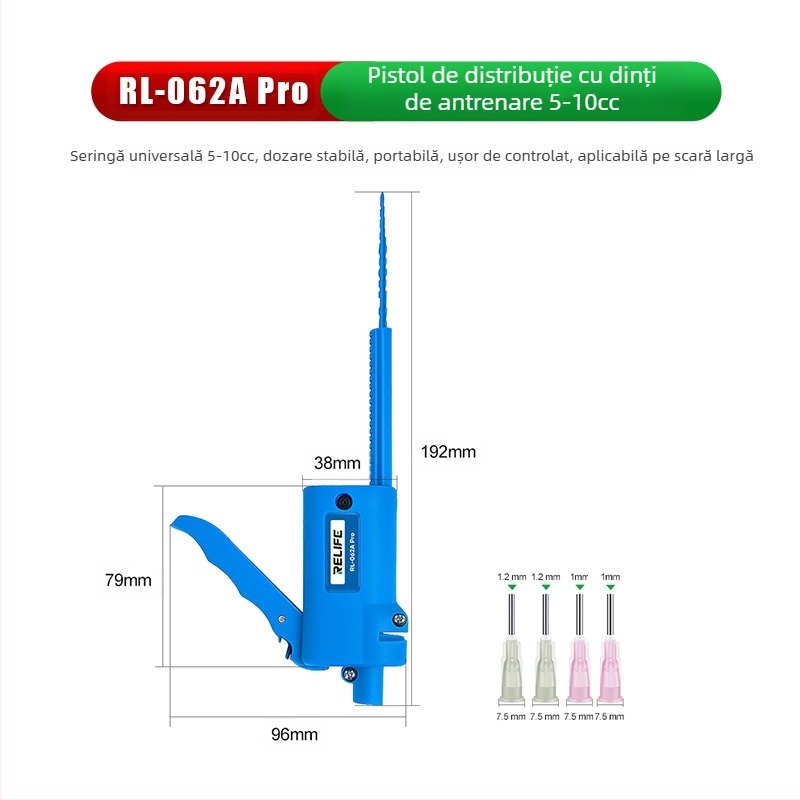 RL-062A Îmbunătățitor de seringă pentru pistol de lipit, tijă de împingere, capacitate 10cc/30cc