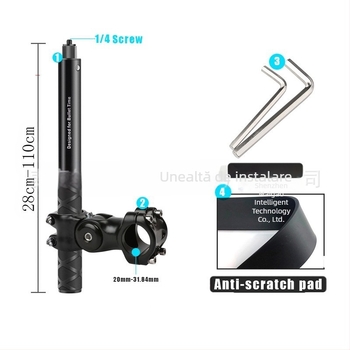 Montură cameră pentru filmare în perspectiva celui de-al treilea personaj pe motocicletă/bicicletă – aliaj de aluminiu; mâner selfie GoPro și Insta360 X3