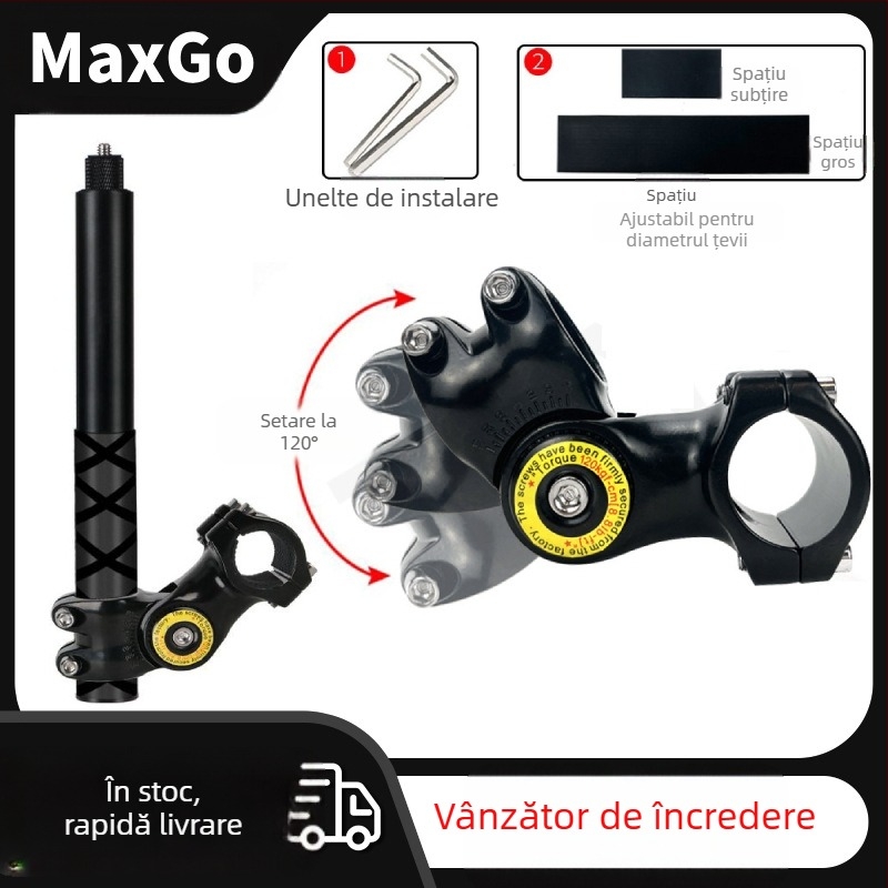 Montură cameră pentru filmare în perspectiva celui de-al treilea personaj pe motocicletă/bicicletă – aliaj de aluminiu; mâner selfie GoPro și Insta360 X3