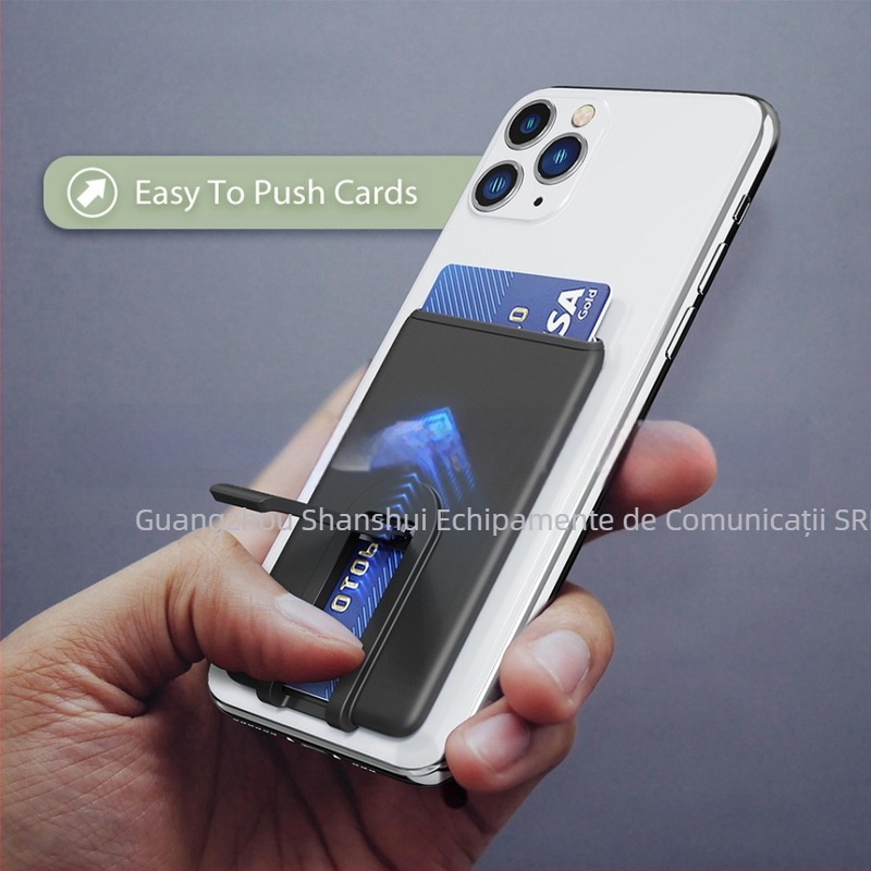 Port-card din silicon pentru telefon cu suport - unisex, presare la cald, buzunar pentru card