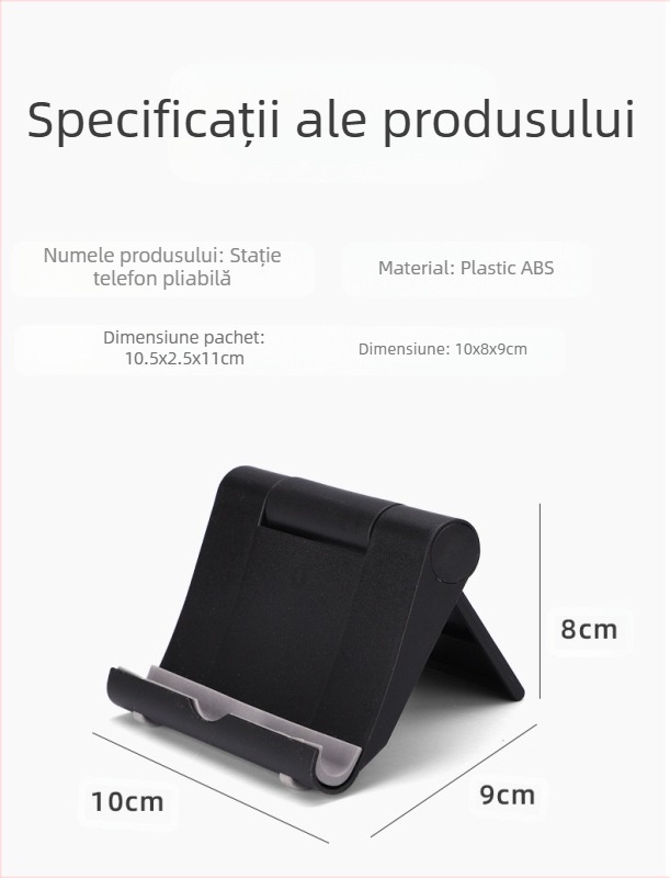 Suport de birou în formă de Z pentru telefoane și tablete – universal, reglabil în unghiuri multiple, rotativ, pliabil, material PP