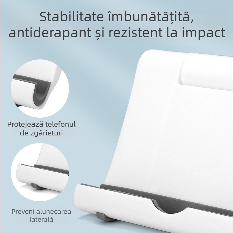 Suport de birou în formă de Z pentru telefoane și tablete – universal, reglabil în unghiuri multiple, rotativ, pliabil, material PP