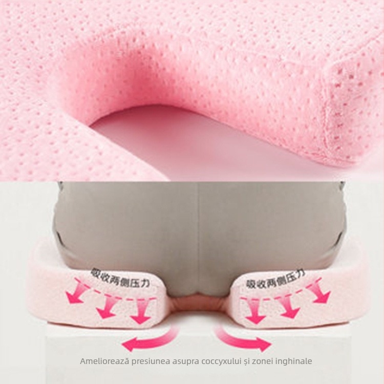 Pernă pentru scaun cu memory foam, pentru birou și scaun auto, culoare solidă, țesătură poliester