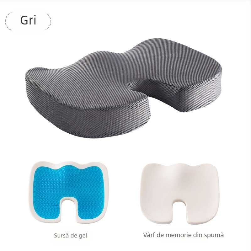 Pernă pentru scaun cu memory foam, pentru birou și scaun auto, culoare solidă, țesătură poliester