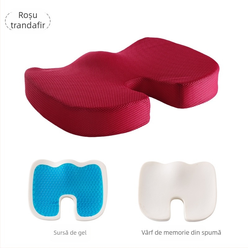 Pernă pentru scaun cu memory foam, pentru birou și scaun auto, culoare solidă, țesătură poliester