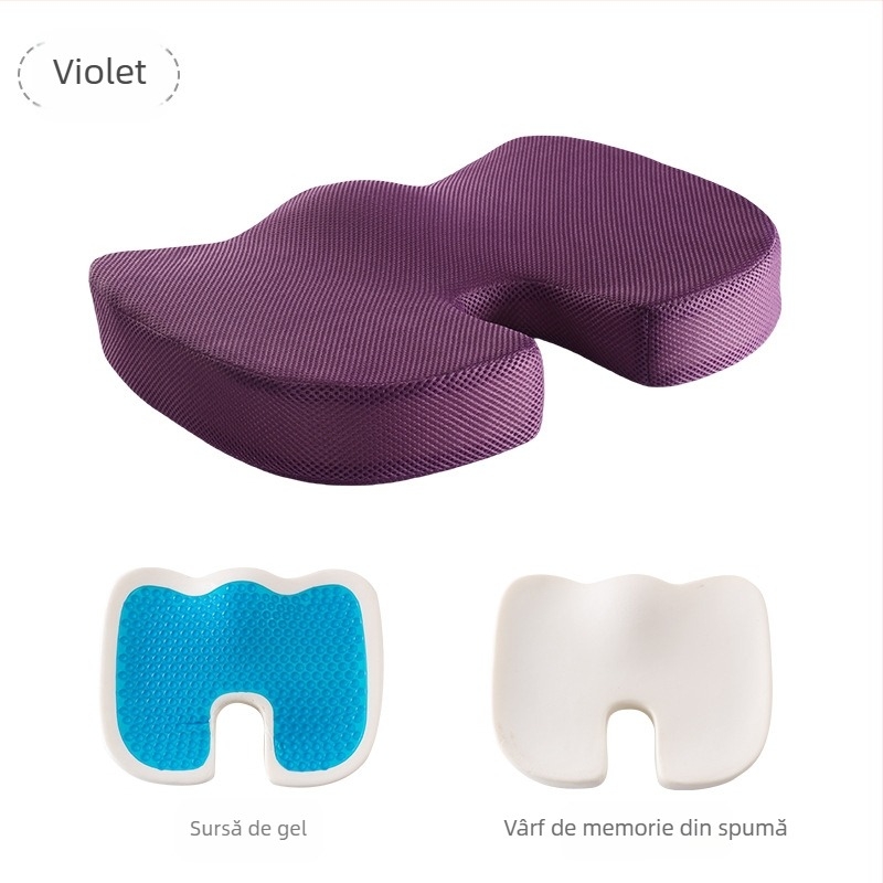 Pernă pentru scaun cu memory foam, pentru birou și scaun auto, culoare solidă, țesătură poliester