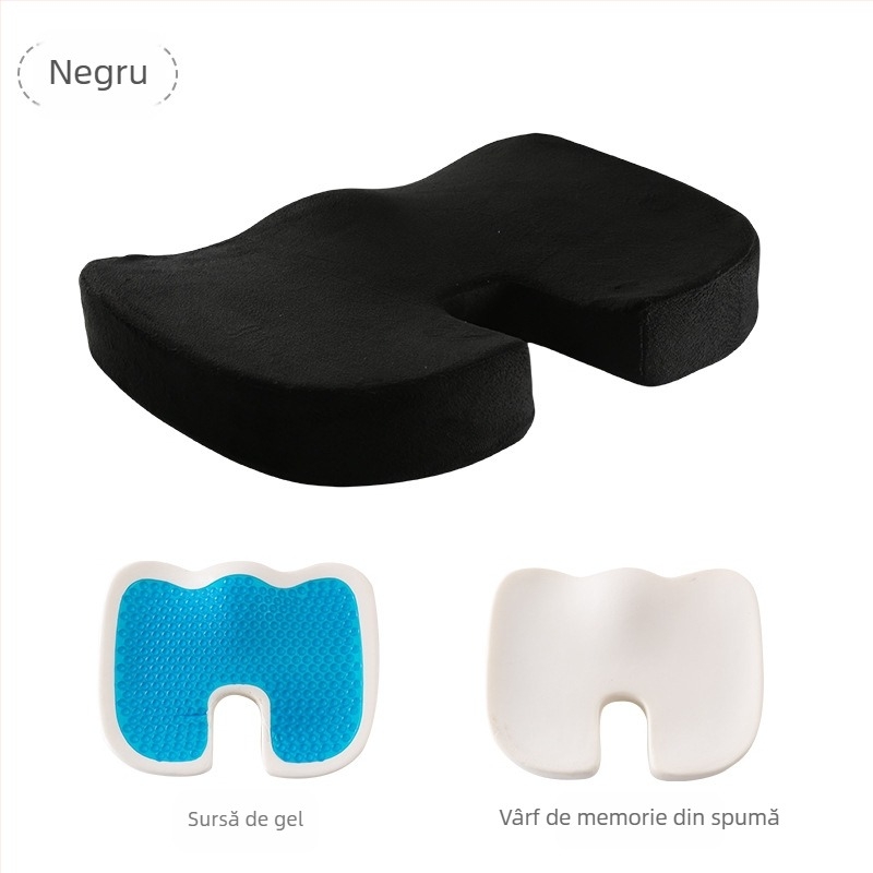 Pernă pentru scaun cu memory foam, pentru birou și scaun auto, culoare solidă, țesătură poliester