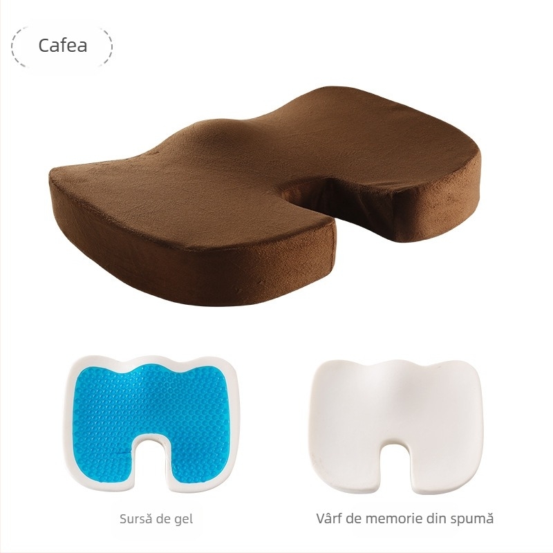 Pernă pentru scaun cu memory foam, pentru birou și scaun auto, culoare solidă, țesătură poliester