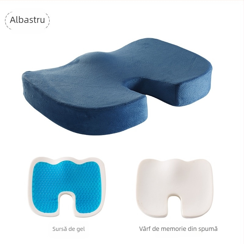 Pernă pentru scaun cu memory foam, pentru birou și scaun auto, culoare solidă, țesătură poliester