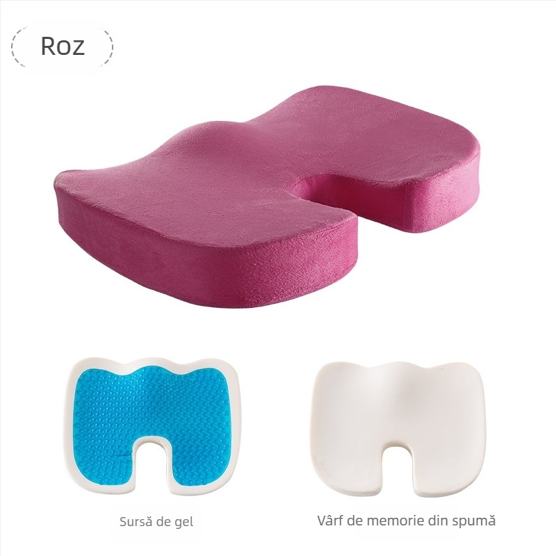 Pernă pentru scaun cu memory foam, pentru birou și scaun auto, culoare solidă, țesătură poliester