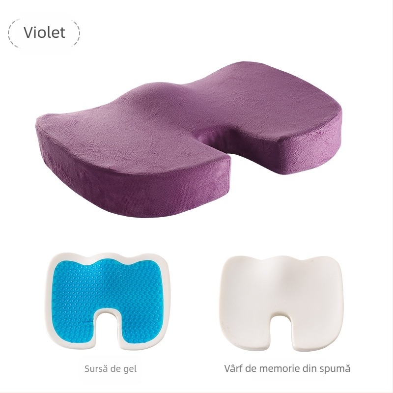 Pernă pentru scaun cu memory foam, pentru birou și scaun auto, culoare solidă, țesătură poliester