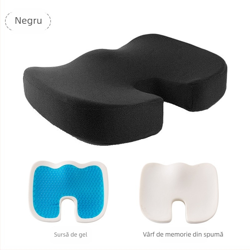 Pernă pentru scaun cu memory foam, pentru birou și scaun auto, culoare solidă, țesătură poliester