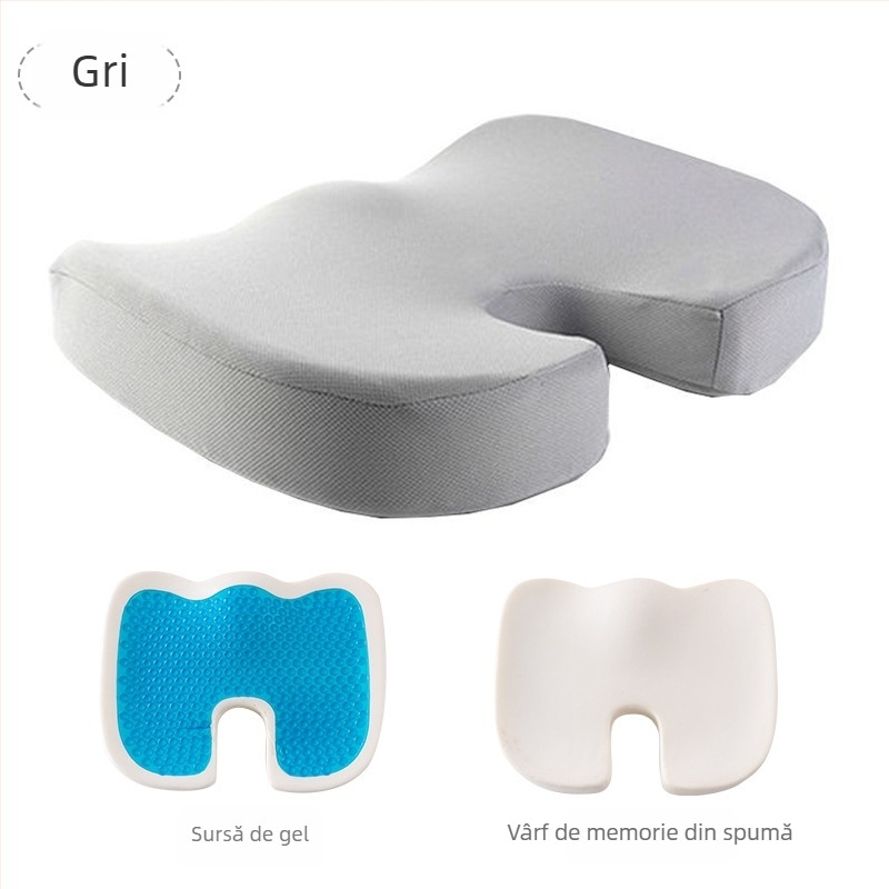 Pernă pentru scaun cu memory foam, pentru birou și scaun auto, culoare solidă, țesătură poliester