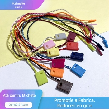 Șnur pentru etichete de haine cu mărgele pătrate, fir poliesteric și cataramă din plastic — reutilizabil și personalizabil