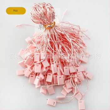 Șnur pentru etichete de haine cu mărgele pătrate, fir poliesteric și cataramă din plastic — reutilizabil și personalizabil