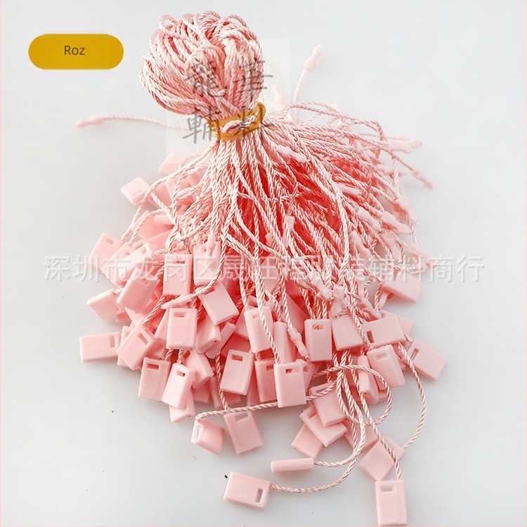 Șnur pentru etichete de haine cu mărgele pătrate, fir poliesteric și cataramă din plastic — reutilizabil și personalizabil