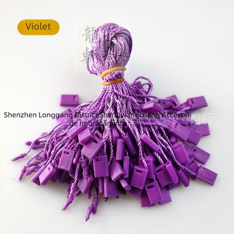 Șnur pentru etichete de haine cu mărgele pătrate, fir poliesteric și cataramă din plastic — reutilizabil și personalizabil