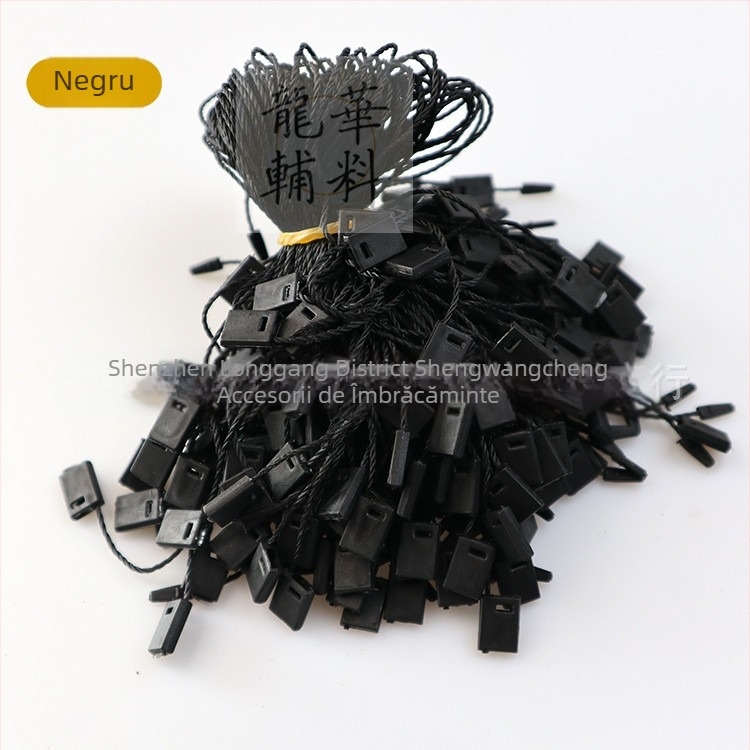 Șnur pentru etichete de haine cu mărgele pătrate, fir poliesteric și cataramă din plastic — reutilizabil și personalizabil