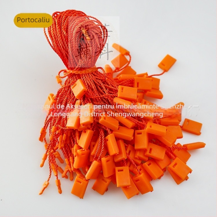 Șnur pentru etichete de haine cu mărgele pătrate, fir poliesteric și cataramă din plastic — reutilizabil și personalizabil