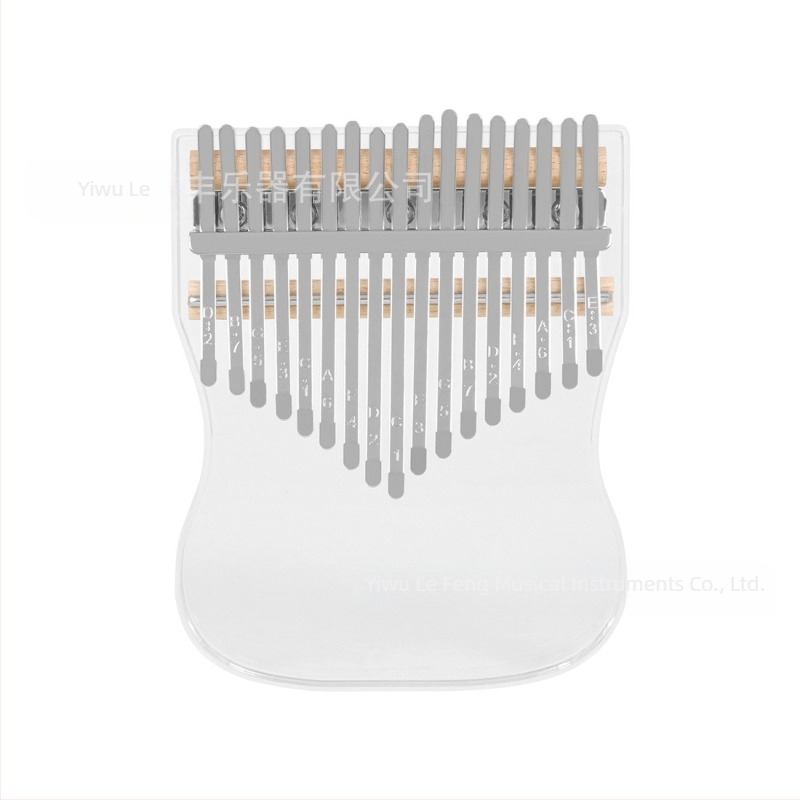 Kalimba cu 17 note – pian deget transparent din cristal pentru începători, model KB-06; specificații 12×2×15; ambalaj tavă