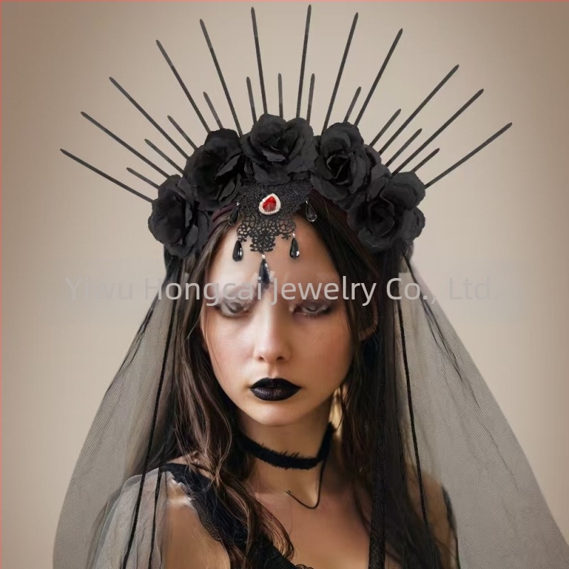 Bandă de păr dantelată gotică - Handmade, seria Princess, pentru fete de 10 ani și peste