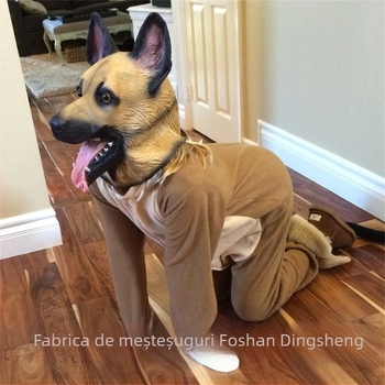Mască latex lup-câine pentru animale de companie, rekwizită DIY amuzantă pentru Halloween, Paște, Carnaval, Ziua Păcălelilor