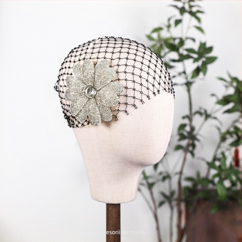 Lan lin accesorii pentru păr cu floare – material plasă, pavare micro, LL-1560