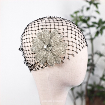 Lan lin accesorii pentru păr cu floare – material plasă, pavare micro, LL-1560