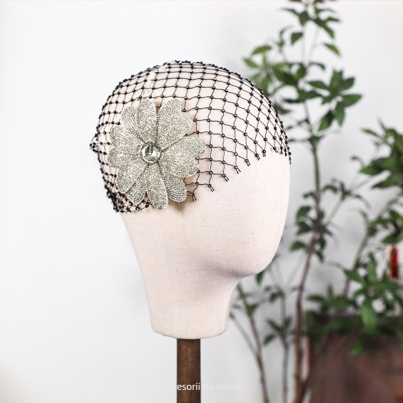 Lan lin accesorii pentru păr cu floare – material plasă, pavare micro, LL-1560