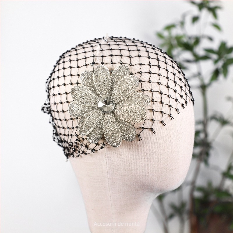 Lan lin accesorii pentru păr cu floare – material plasă, pavare micro, LL-1560