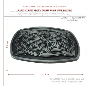 Cataramă de curea cu motif celtic, model 03503, aliaj, cataramă netedă, placare cu staniu antic, procesare personalizată: Da