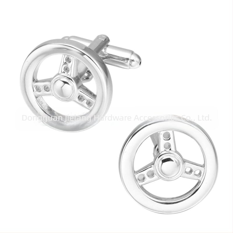 Butoni pentru cămașă – cupru, geometrice, placate electroplătite, unisex; stil volan auto; ideale ca cadouri de afaceri.