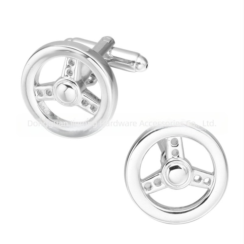 Butoni pentru cămașă – cupru, geometrice, placate electroplătite, unisex; stil volan auto; ideale ca cadouri de afaceri.