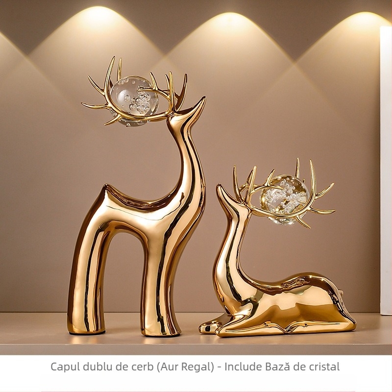 Figurină ceramică cu căprioară pentru living – stil simplu și modern, realizată manual, decor potrivit cadou