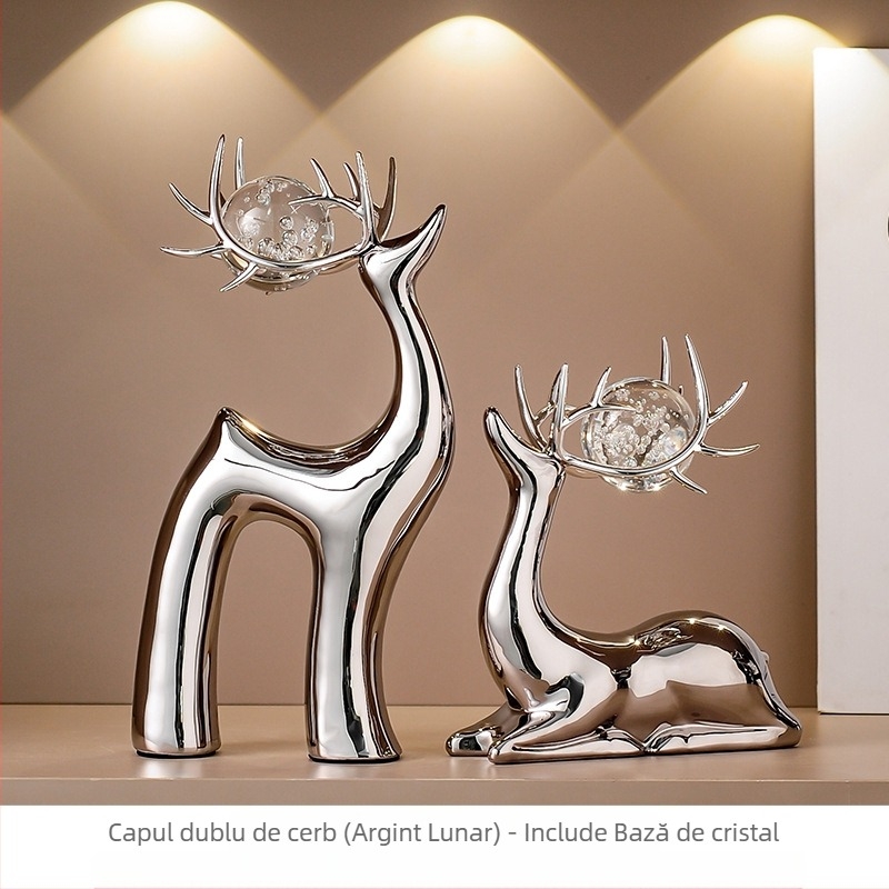 Figurină ceramică cu căprioară pentru living – stil simplu și modern, realizată manual, decor potrivit cadou