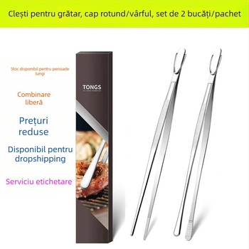 Set clipsuri pentru grătar și pensete din oțel inoxidabil 430 — anti-alunecare, rezistență la temperaturi înalte, anticoroziune