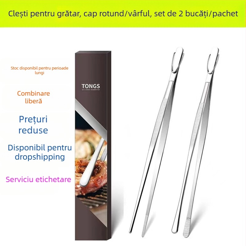 Set clipsuri pentru grătar și pensete din oțel inoxidabil 430 — anti-alunecare, rezistență la temperaturi înalte, anticoroziune