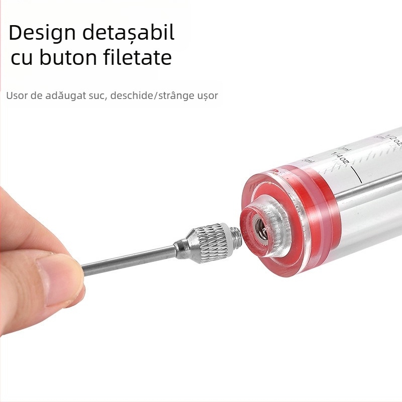 Injector de marinată pentru carne cu 3 ace (oțel inoxidabil; Brand Hong Xiansen; Logo imprimat)