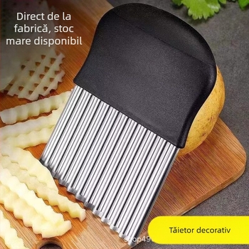 Cuțit din oțel inoxidabil cu lamă ondulată – tăietor de legume multifuncțional, cu rețea pentru cartofi și tăieri în formă de floare; Mangdu; personalizare procesare; logo imprimat.