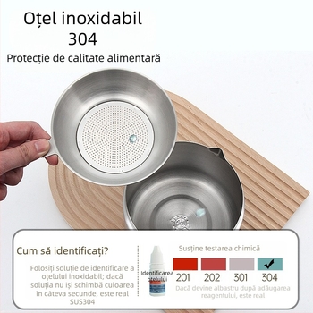 Recipient filtrare ulei din oțel inoxidabil 304, depozitare ulei în bucătărie cu capac și filtru, pentru turnat ulei și perie de ulei