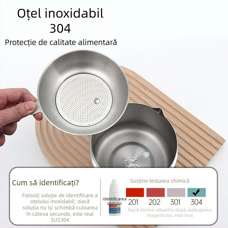 Recipient filtrare ulei din oțel inoxidabil 304, depozitare ulei în bucătărie cu capac și filtru, pentru turnat ulei și perie de ulei