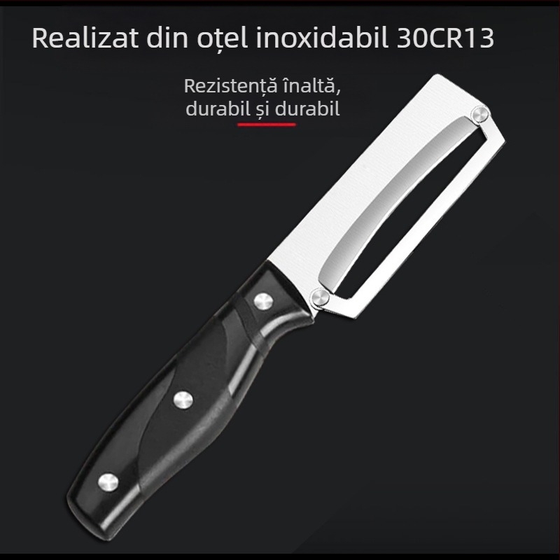 Huazhong Curățător de fructe și legume multifuncțional — lamă din oțel inoxidabil, mâner PP, pentru fructe și legume, cuțit pentru ananas