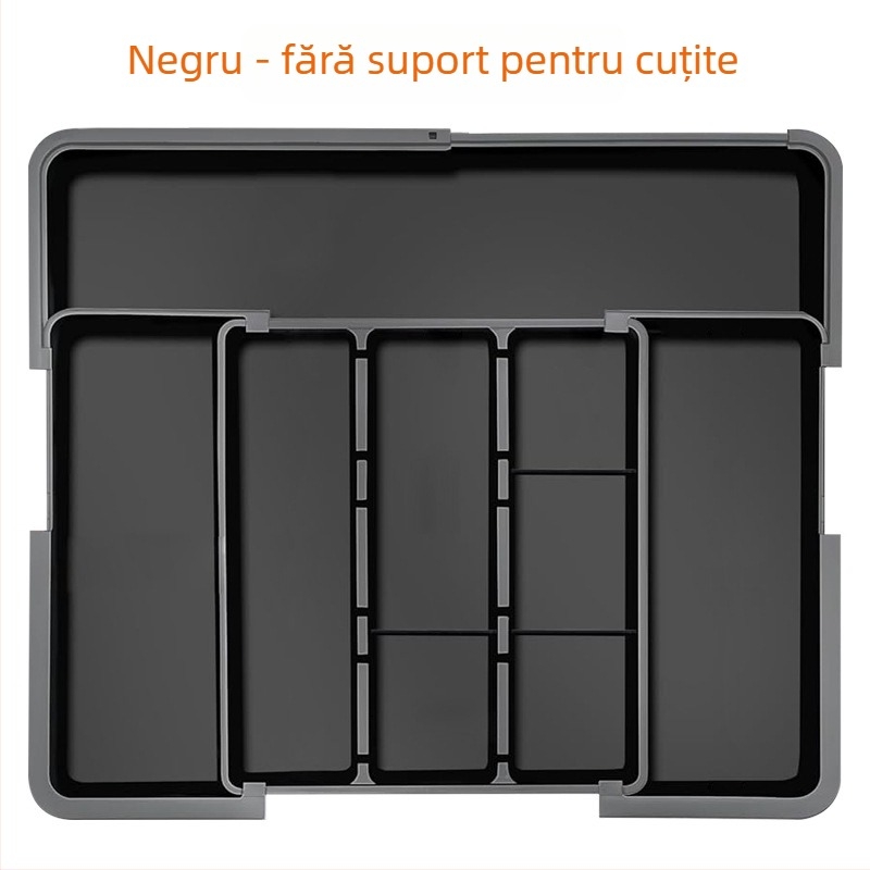 Organizator retractabil pentru tacâmuri, sertar de bucătărie — încorporat, stil simplu și modern, model 8045, PP/ABS