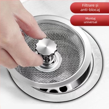Filtru de chiuvetă din oțel inoxidabil — universal, design modern minimalist, cod HQ
