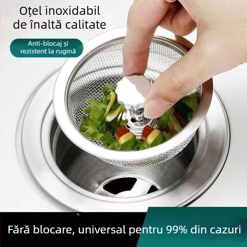 Filtru de chiuvetă din oțel inoxidabil — universal, design modern minimalist, cod HQ