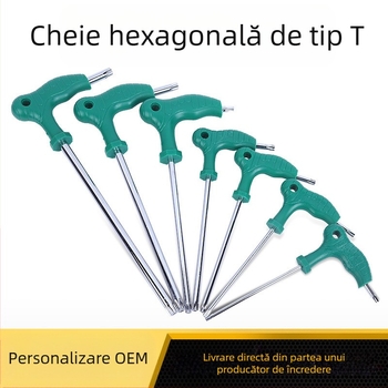 Cheie hexagonală în formă de T, cu capăt dublu și mâner extensibil din cauciuc, cap hexagonal, 45# oțel