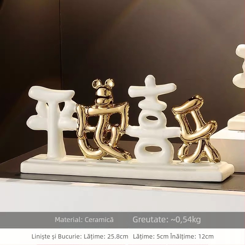 Ornament ceramic pentru living – decor pentru dulapul de TV, stil chinezesc nou, marca Era of trillium