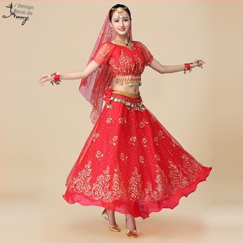 Huayu Costum de belly dance pentru femei — 120D chiffon + voal floral, material principal: nailon, lansare vară 2024